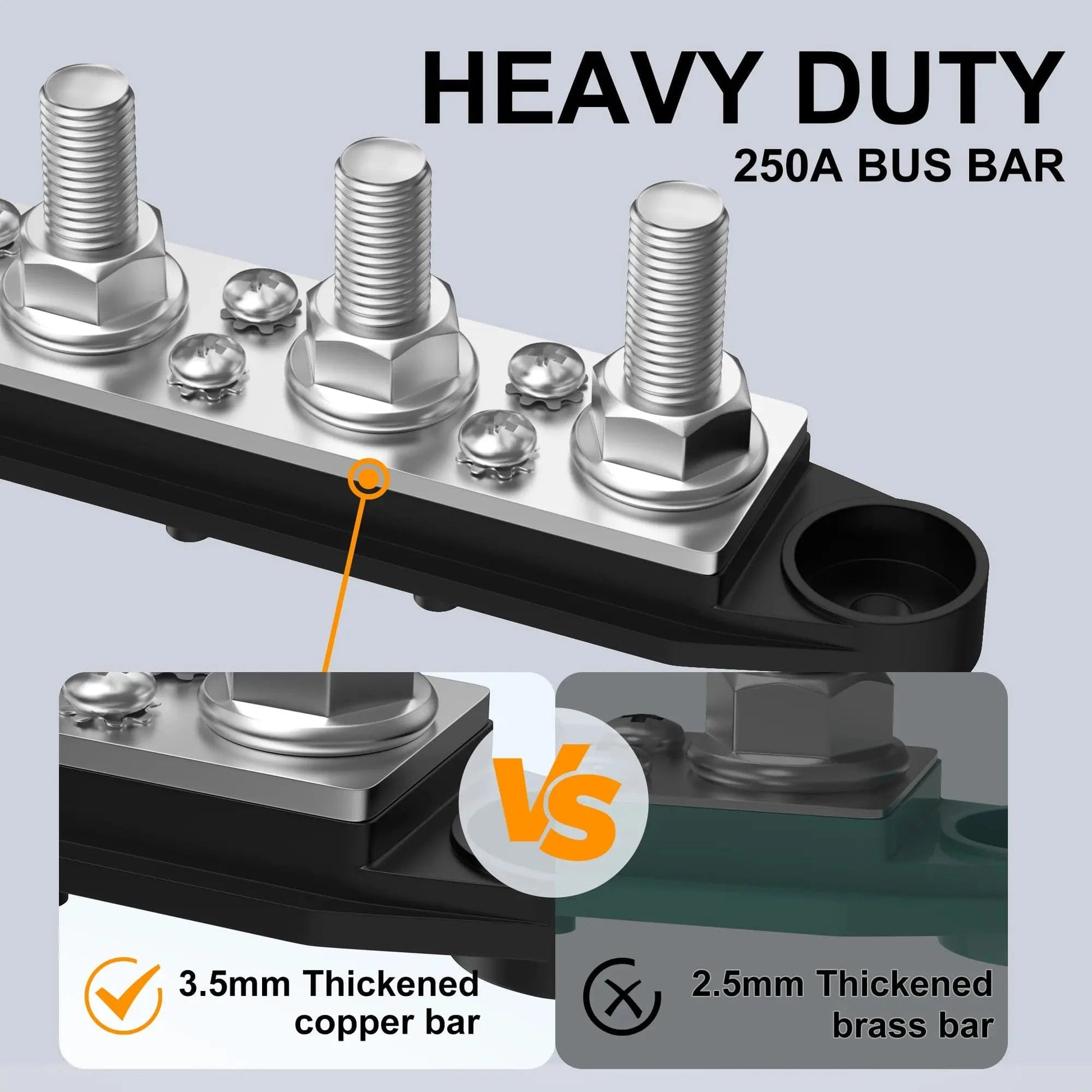 ZeeVolt ZV15926 48VDC 275A Busbar with 4×M10 stainless steel studs and 6×M4 screw terminals. Includes protective cover, nickel-plated copper plate, and flame-retardant nylon base for safe and efficient marine, RV, automotive, and solar power distribution. Available in Rimal Marine.
