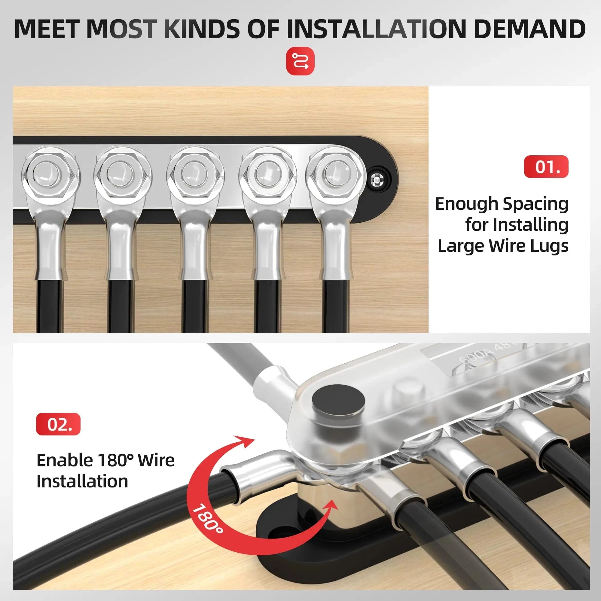 ZeeVolt ZV17757 600A 48VDC Power Bus Bar with 6×M10 studs. Heavy-duty 20mm copper bus, flame-retardant nylon base, protective cover, and stainless steel terminals for safe, versatile wiring in automotive, marine, RV, truck, and solar systems. Available in Rimal Marine.