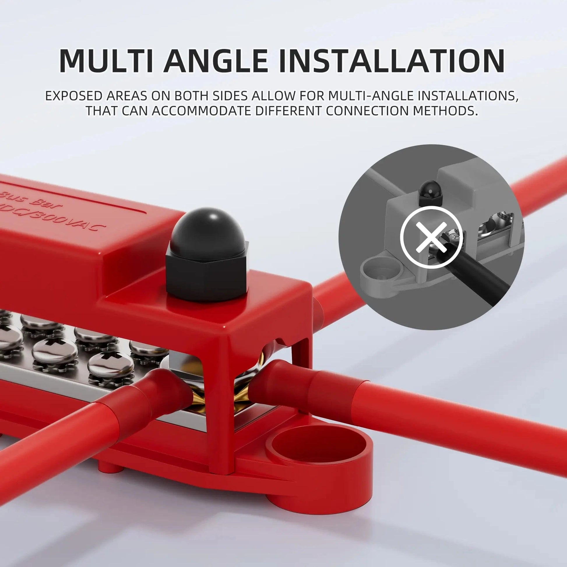 ZeeVolt ZV18668 275A Distribution Connecting Block featuring 2×M10 studs & 10×M4 screws with copper busbar, stainless steel terminals, protective nylon cover & flame-retardant base for safe, versatile power distribution. Available in Rimal Marine.