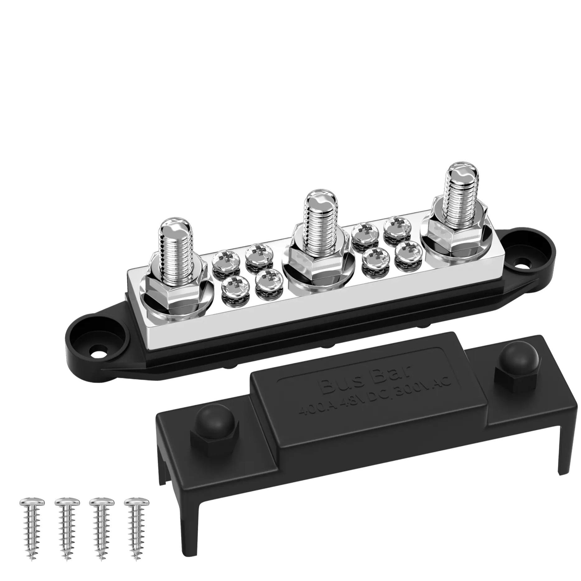 ZeeVolt ZV19294 – 400A 12-48VDC Power Distribution Block / bus bar with 3×M10 Studs & 8×M5 Screws