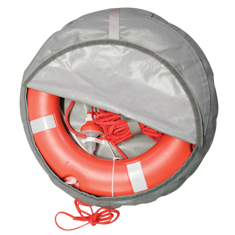 LALIZAS SOLAS 75cm lifebuoy ring set with integrated light, floating line, and grab bag, complete marine safety kit for boats and ships, high-visibility and durable equipment for emergency rescue and compliance