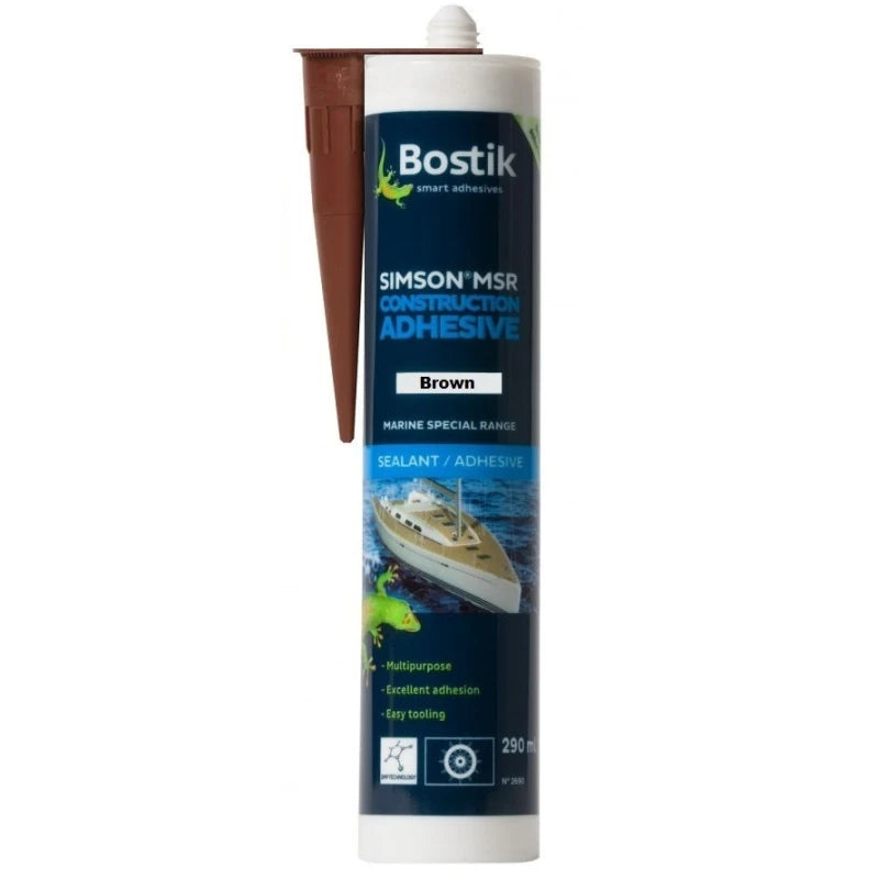 Bostik Simson MSR Construction Adhesive SSKF – 290 ml cartridge. A 1-component, permanently elastic, fast-curing construction adhesive based on Silyl Modified Polymer (SMP). Developed for bonding and sealing applications in the yacht and boat building industry. Certified under IMO Resolution A.653(16).