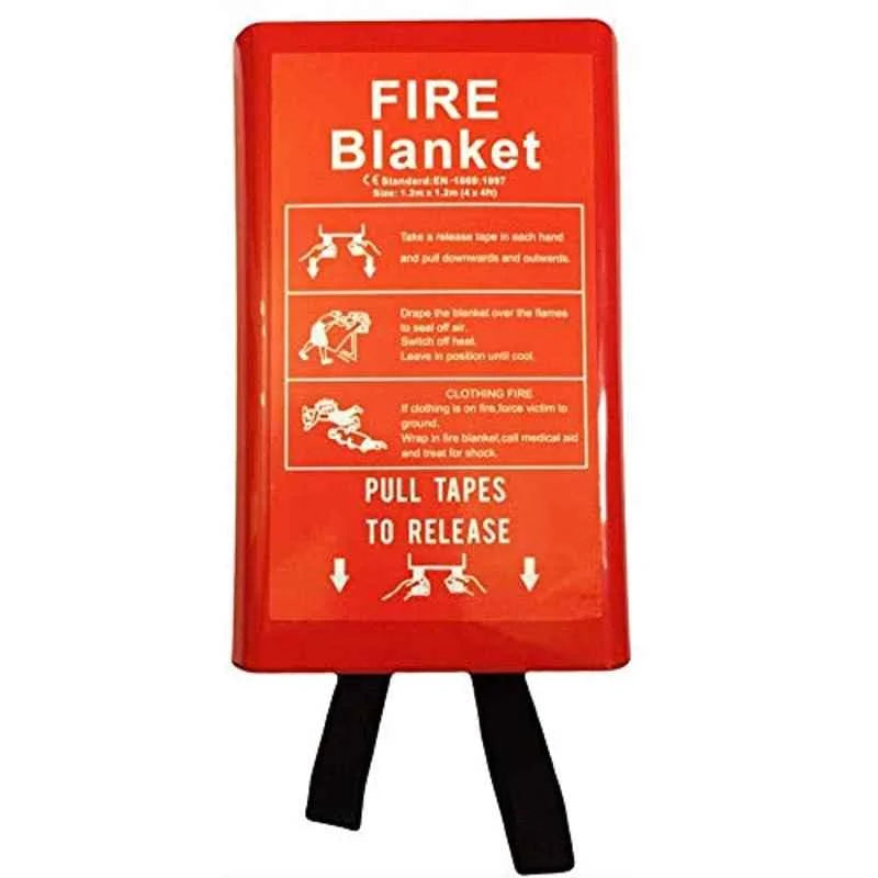 emergency fire blanket made from heat-resistant fiberglass for quick fire suppression, ideal for use on boats, in kitchens, vehicles, and workshops, compact design for easy storage and fast deployment in fire emergencies