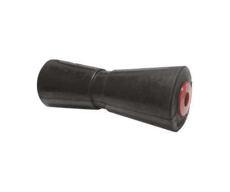 heavy duty black keel roller for boat trailers made from durable weather-resistant rubber for strong keel support, absorbs shock during loading and unloading, protects boat hull and ensures smooth trailering in harsh marine environments