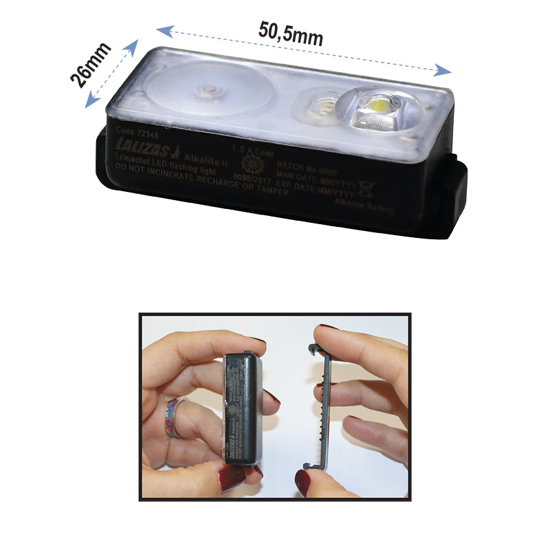 LALIZAS water-activated LED flashing life jacket light, compact and lightweight safety beacon, provides high-intensity flashing for enhanced visibility during marine emergencies and night rescues, essential life-saving equipment for boats and offshore use

