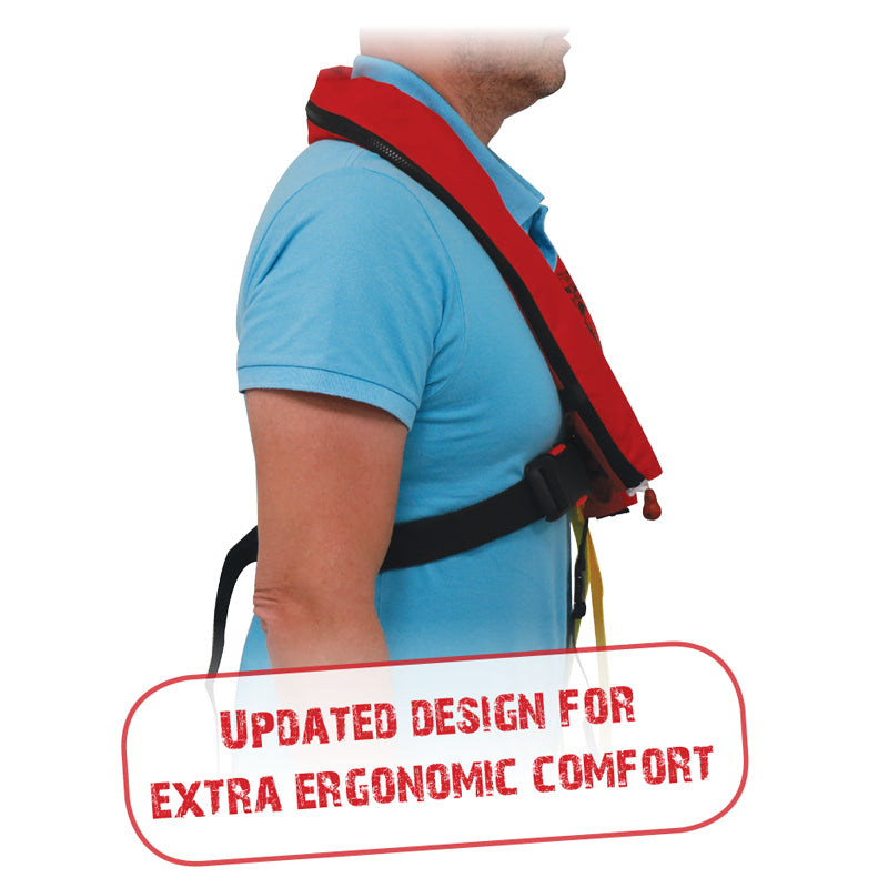 LALIZAS Sigma 170N inflatable lifejacket offers ISO 12402-3 certified safety with automatic and manual inflation. Lightweight and ergonomic, perfect for sailing and recreational boating. Reflective tape and whistle enhance visibility and emergency readiness.