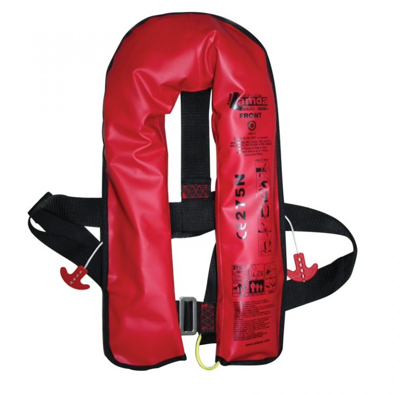 Lalizas Lamda 275N Inflatable Lifejacket offers SOLAS/MED-MER certified safety, ideal for offshore and commercial marine use. High buoyancy, auto-inflation, ergonomic design, and reflective detailing ensure reliable performance in extreme maritime conditions.