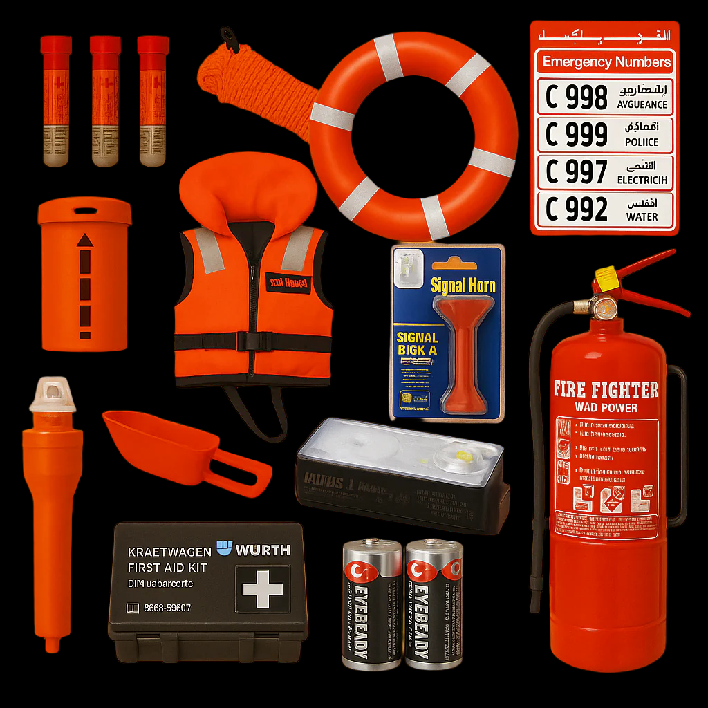 safety kit for boat passing 20 to 26 ft with uae approved items

