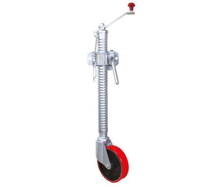 heavy-duty single wheel jack with red wheel 1 ton capacity for trailers and boats

