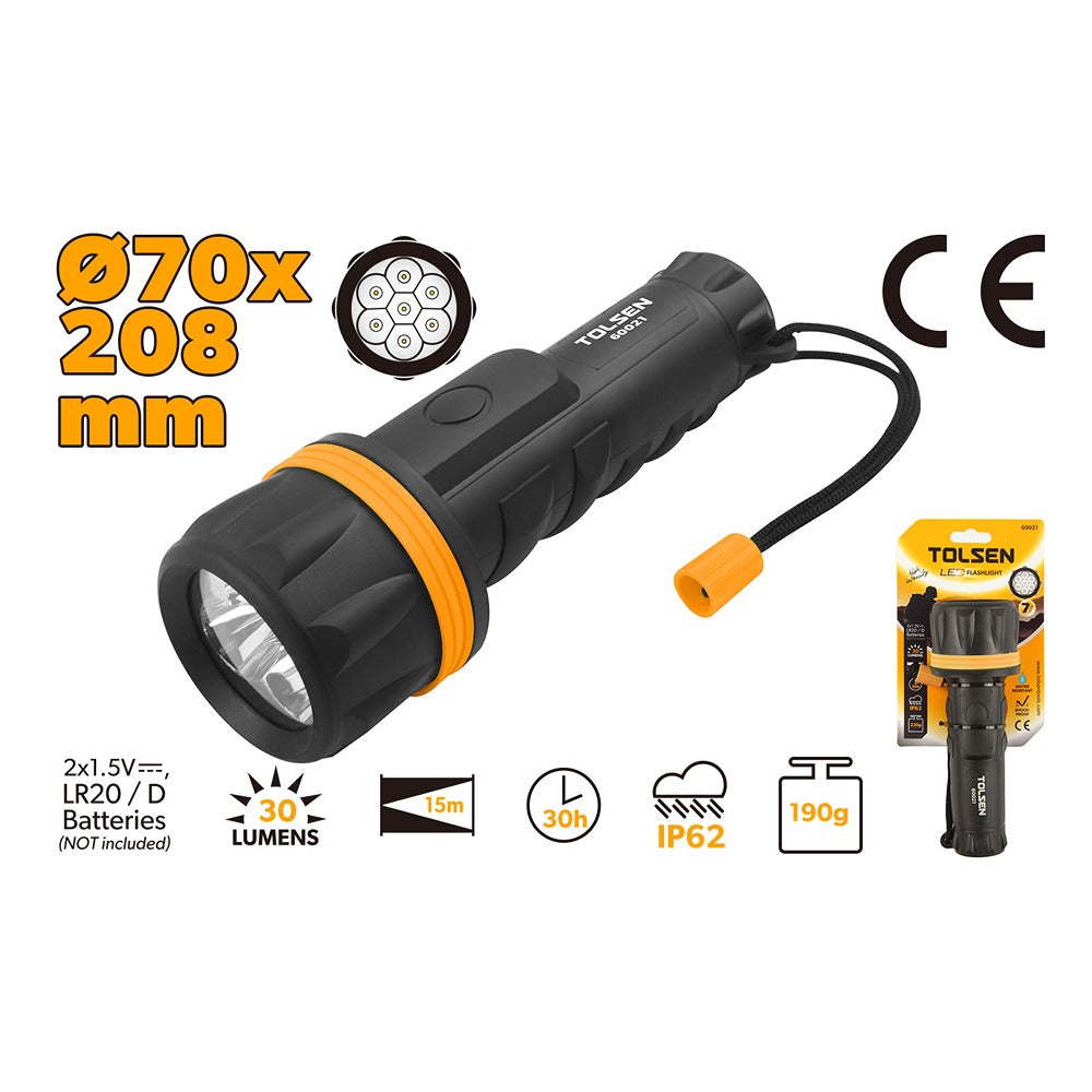 tolsen led flashlight model 60021 compact durable for marine and outdoor use