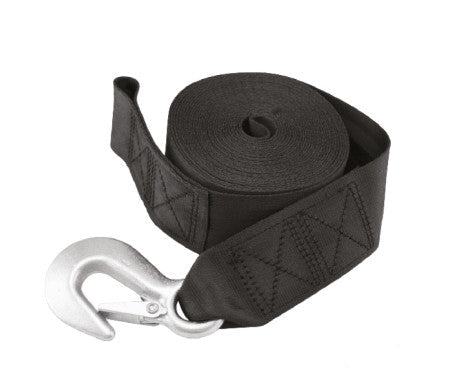 heavy-duty 2 inch by 20 foot winch strap with reinforced stitching for secure towing, pulling, and load securing on trailers, boats, off-road vehicles, and industrial applications, abrasion-resistant polyester webbing for long-lasting durability and safety